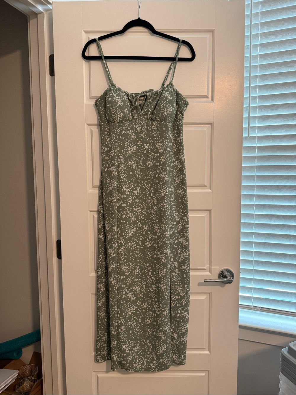 No Boundaries Green Floral Drawstring maxi dress